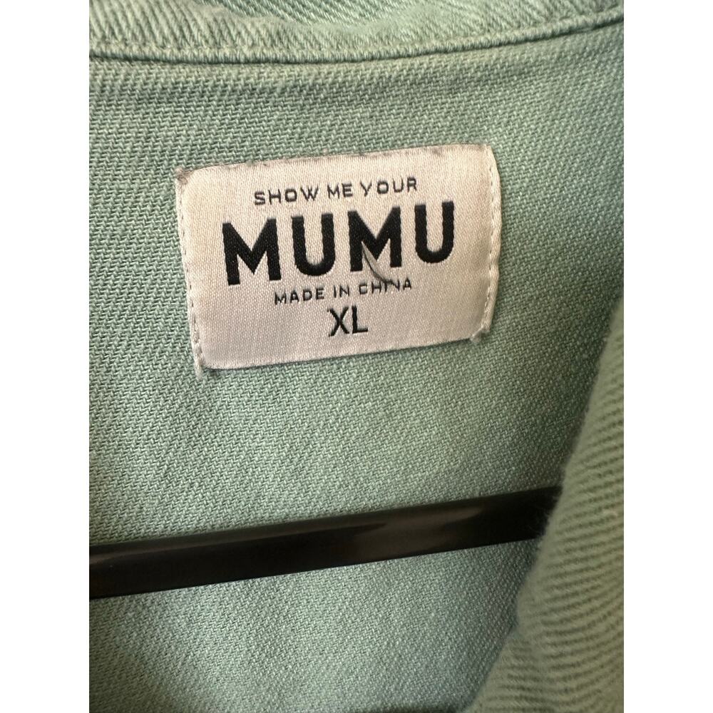 Show Me Your Mumu Canyon Romper XL Mint Green Denim Utility Button Front - Picture 4 of 5